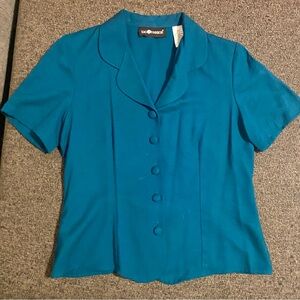 EUC Size S Women's Blue Button-Up Short Sleeve Top